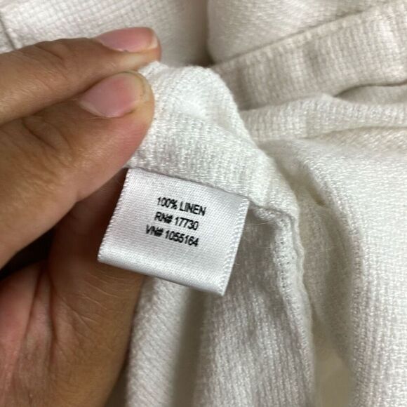 473. Breakwater 100% linen beachy button down short sleeve top - Picture 4 of 6